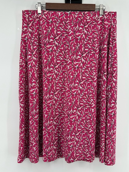 Kasper Dresses & Skirts - Kasper Pink and White Leaf-Print A-Line Skirt Women's Size XL Summer Flowy